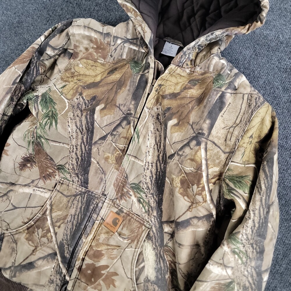 Kids Carhartt Realtree Camo Active Jacket Hooded Canvas Coat L 14-16